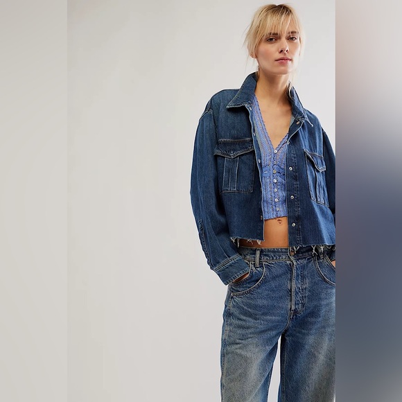 NEW Free People Kika Printed Top In Blue Bell Combo - Picture 10 of 11